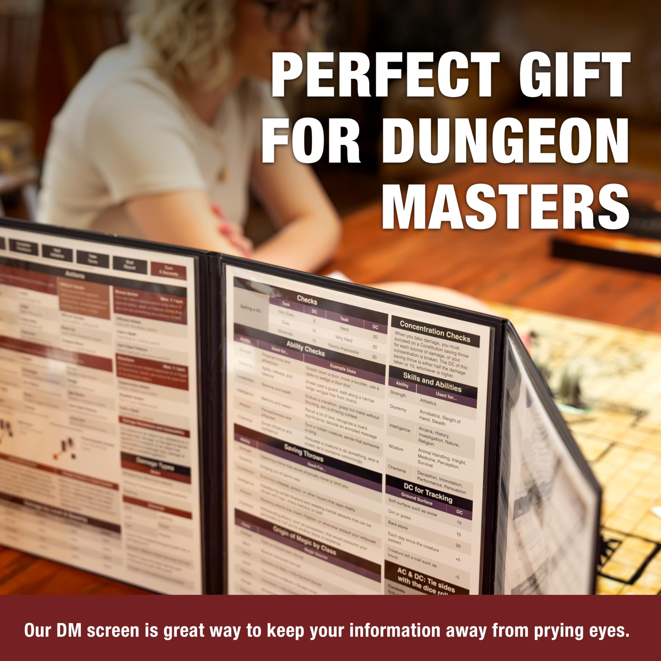 TIDYBOSS 4-Panel DM Screen | Customizable DND Dungeon Master Guide with Inserts for Dungeon Masters | D&D Starter Set | DND Starter kit d&d Accessories | DND Gifts | DND dm Supplies