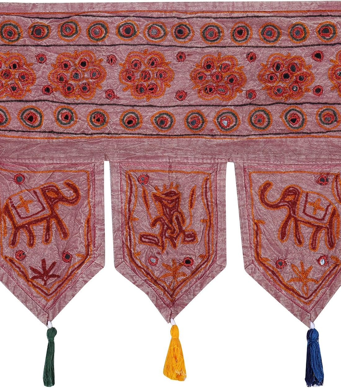 Traditional Indian Home Decor Embroidered Mirror Brown Door Hanging Amazon Co Uk Kitchen Home