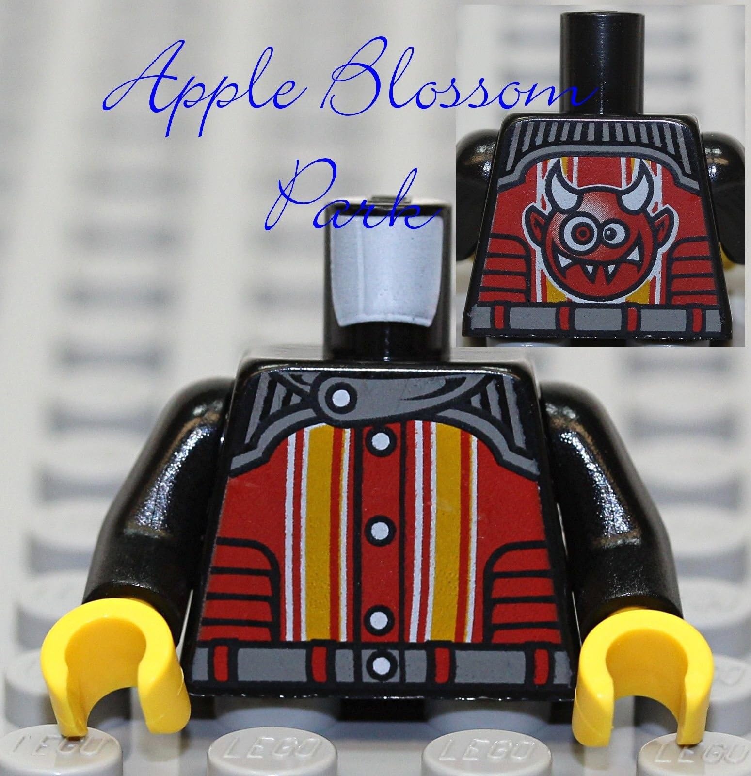 Generic New Lego City Black Minifig Torso Red Yellow Gray Jacket w Alien Devil Monster