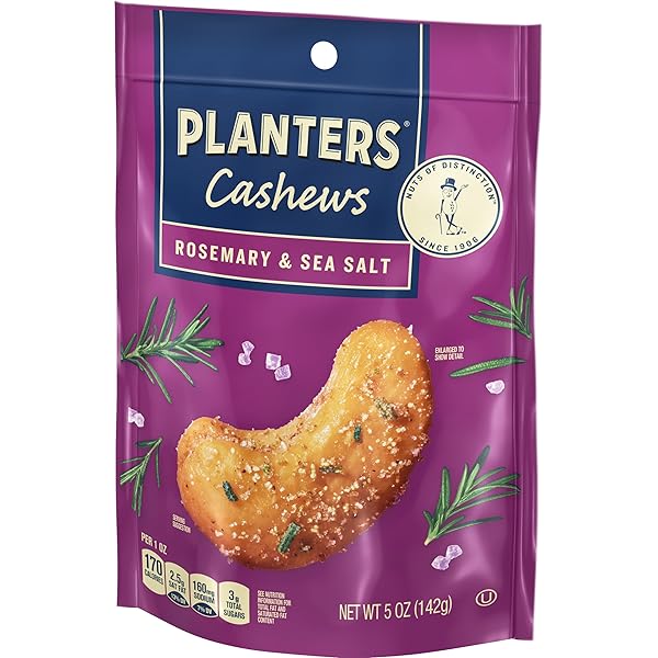 PLANTERS CASHEWS ROSEMARY & SEA SALT – TRAIL MIX SNACK PACKS – SNACK WITH ROSEMARY & SEA SALT, PARTY TRAIL MIX, 5 OZ BAG, PACK OF 1