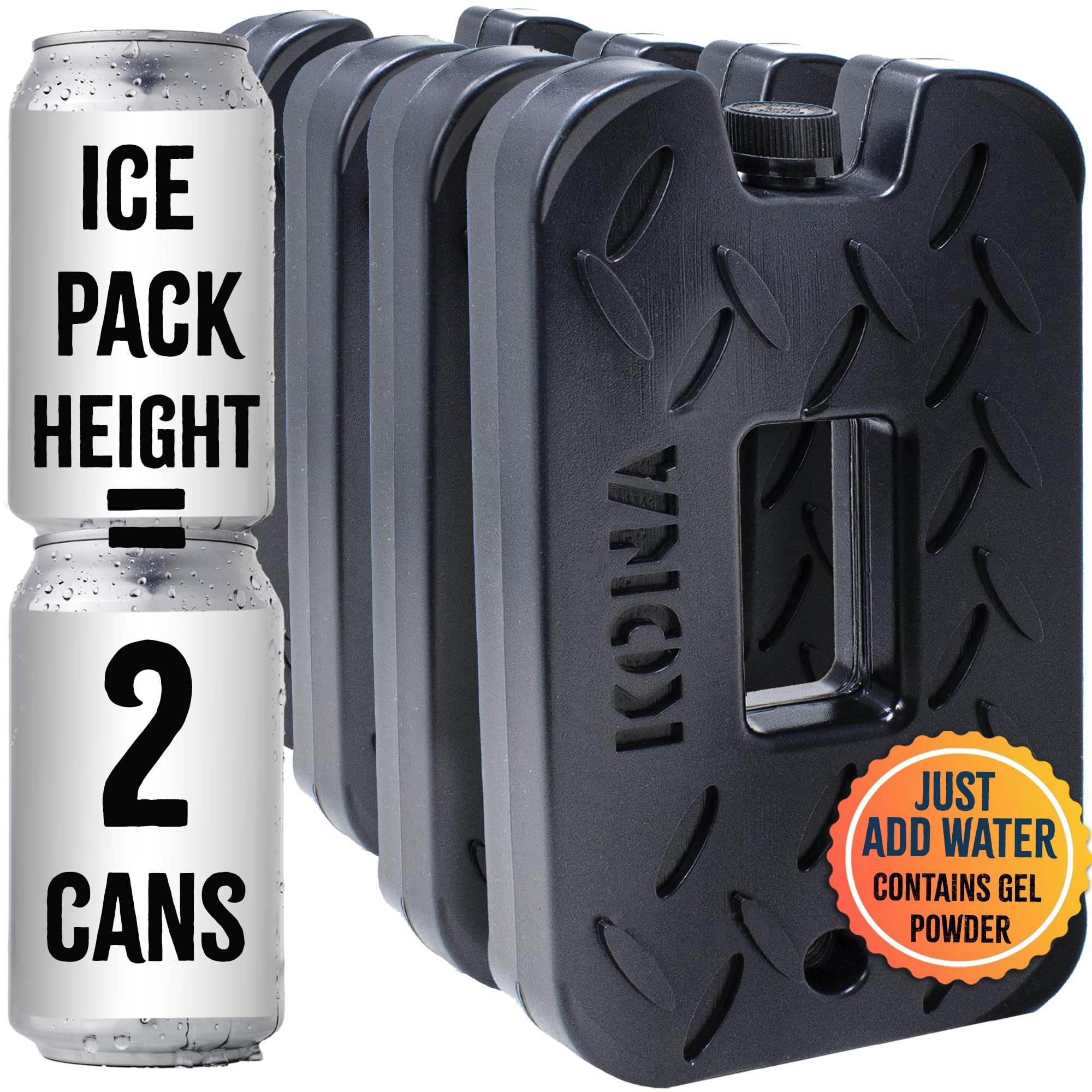 Photo 1 of Kona Black/Ice 2 Pound Ice Packs for Coolers - Long Lasting Design - Refreezable Reusable Cooler Ice Pack (4)