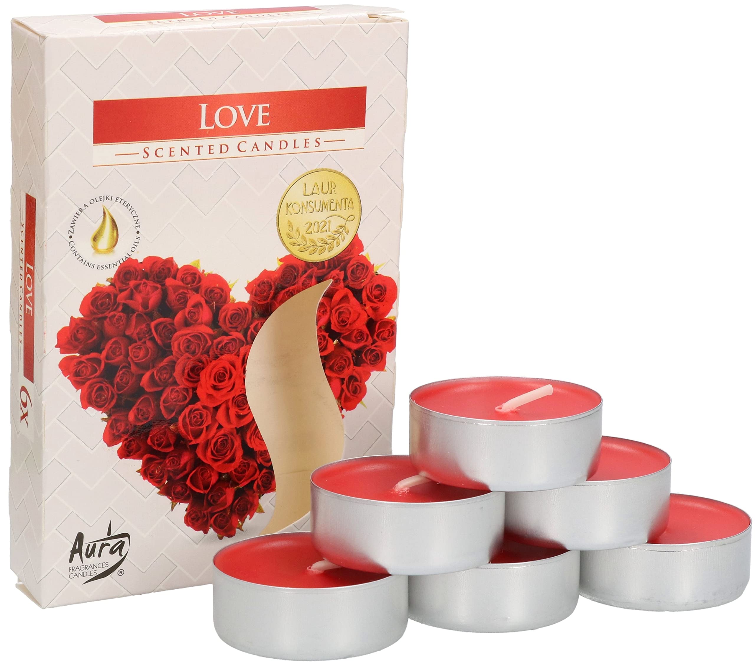 KOTARBAU® Set of 6 Love Scented Tea Lights - 4 Hour Burn Time