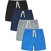 GFQLONG 4 Pack Toddler Boys Shorts, Kids Summer Active Running Short with Drawstring