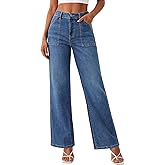 YUCOLEN Straight Leg Jeans for Women High Waisted Jeans Loose Wide Leg Stretchy Denim Pants with Pockets Fashion