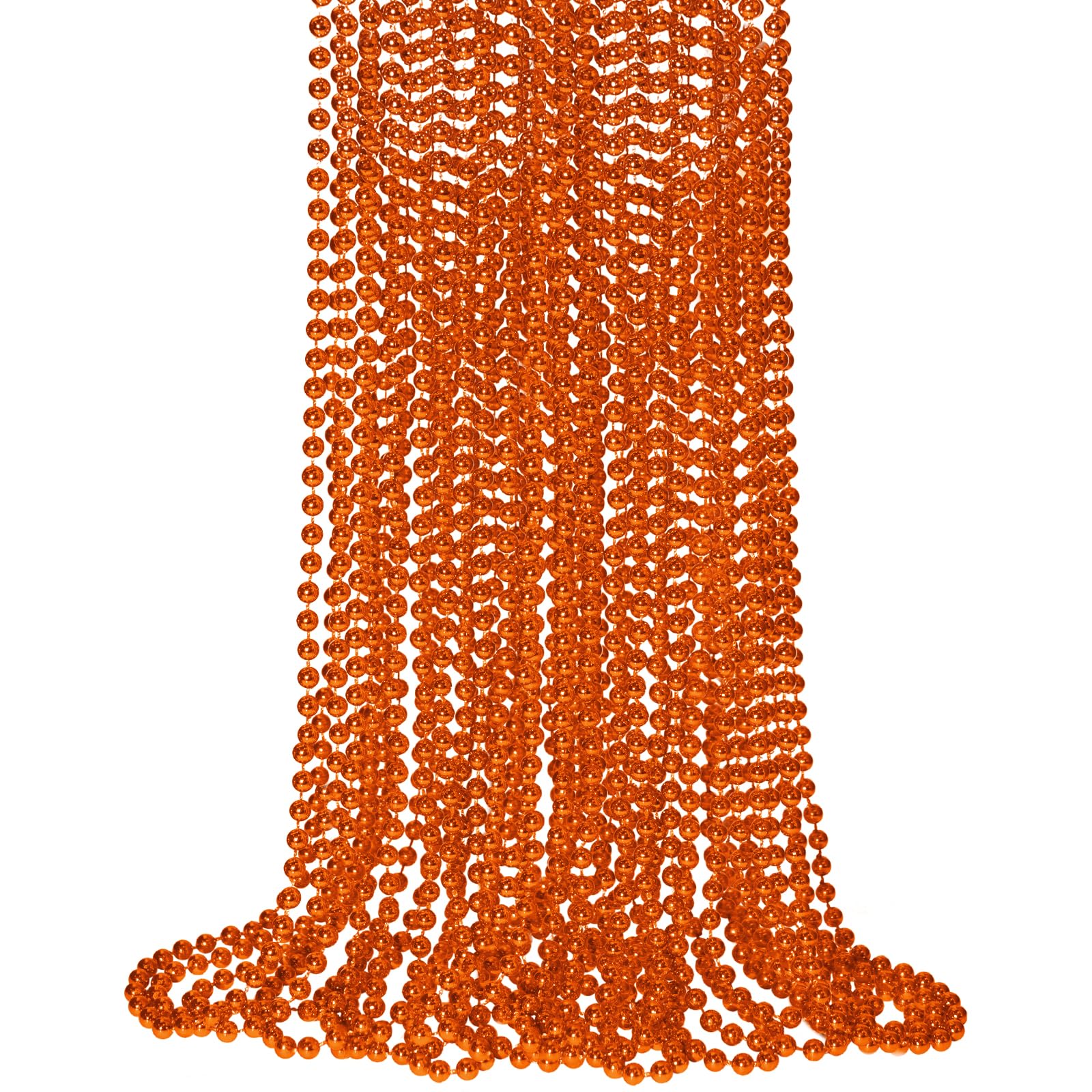 SHAOQINLIN 12 PCS Orange Bead Necklaces, Orange Mardi Gras Beads, Halloween Necklaces, 33 Inch Party Beads Necklace Round Beaded Necklace for Mardi Gras, Christmas, Halloween