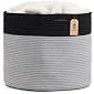 Goodpick Large Cotton Rope Basket 15.8"x15.8"x13.8"-Baby Laundry Basket Woven Blanket Basket Nursery Bin, Black