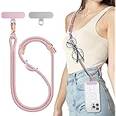 SURPHY Phone Lanyard for Cellphone Case, Phone Strap Crossbody with 2 Pack Tether Tab, Premium Metal Buckles, Cellphone Lanyard Crossbody for Women and Men, Pink & Purple