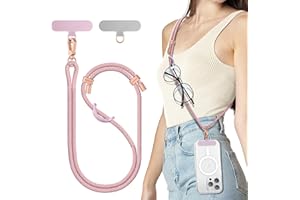 SURPHY Phone Lanyard for Cellphone Case, Phone Strap Crossbody with 2 Pack Tether Tab, Premium Metal Buckles, Cellphone Lanyard Crossbody for Women and Men, Pink & Purple