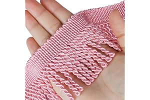 Fenghuangwu 5Yard /2.5Inches Bullion Fringe Trim Curtain Fringes,Embellishments Fabric Tassel Fringe for Home Accessory DIY Sewing Crafts Clothing(Pink)