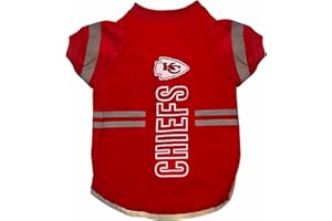 Pets First NFL Kansas City Chiefs Dog T-Shirt, Football DOGS & CATS SHIRT - Durable SPORTS PET TEE - 3 Sizes, NFL PET OUTFIT, REFLECTIVE TEE SHIRT in Team color, Cool Football Dog Tee