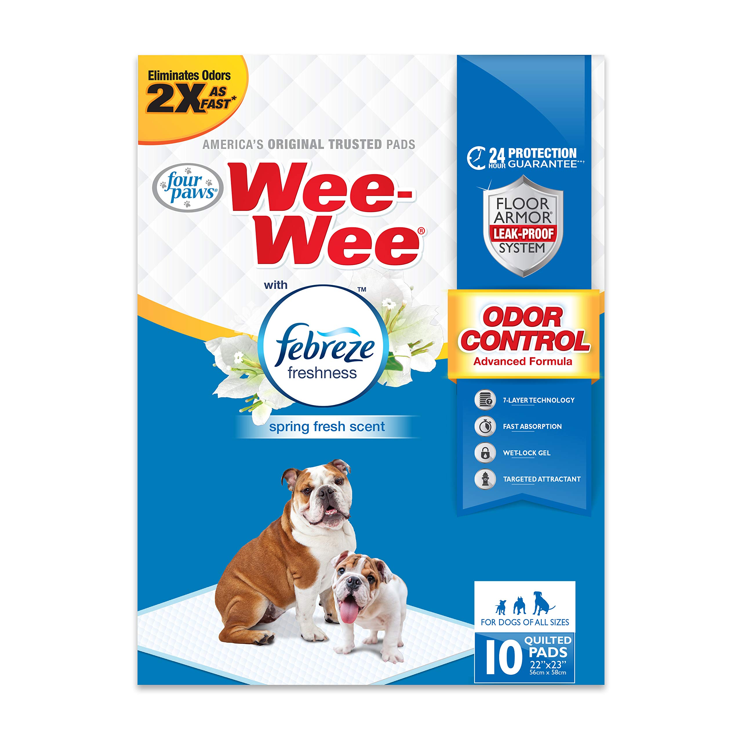 Four Paws 10 Count WeeWee Febreze Absorbent Pee Pads for Dogs Standard