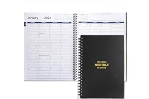 Cheneyboo 2024 Calendar Planner: January 2024-June 2025 Calendar Book 2024-2025, 7.6"x10.2" Larger Size Planner with Double Inner Pocket, 18 Month Calendar Planner, Black