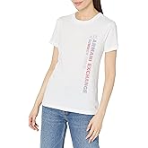 Armani Exchange Women's Crew Neck Reg Fit Summer Beats Tee, Optic White, Small