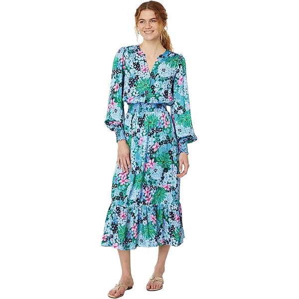 fitted lace wedding dress Lilly Pulitzer Womens Bryson Long Sleeve Maxi D Low Tide Navy Its Ofishell  Medium at Amazon Women's Clothing store