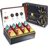 Teabloom Classic Black Teas – Organic Assortment with 12 Plant-Based Pyramid Sachets, Earl Grey, Darjeeling & English Breakfast, Elegant Presentation Box for Tea Enthusiasts