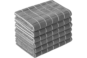 Vnoss Microfiber Kitchen Towels, Super Soft Absorbent and Lint Free Dish Towels, 6 Pack, 25 x 15 Inch (Grey, 25X15Inch 6Pk)