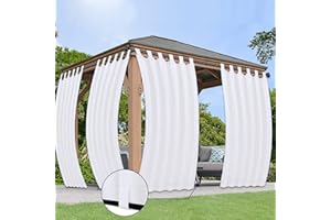 PureFit Outdoor Curtains for Detachable Sticky Tab Top Patio Waterproof/Weatherproof, UV and Fade Resistant Outside Curtains 