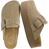 CUSHIONAIRE Women's Granola *Previous Buckle Issue Fixed* Genuine Suede Cork Footbed Platform Clog, +Comfort, Wide Widths Available