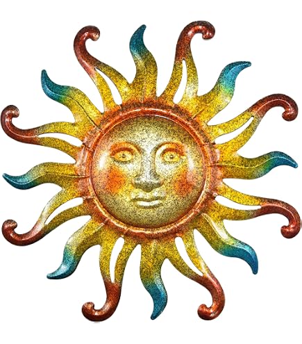 StealStreet 13-Inch Polyresin Orange Face Sun & Yellow Moon Wall Decor - Mosaic Celestial Art - View #9