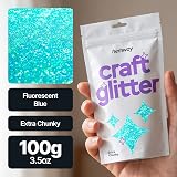 Hemway Fluorescent UV Neon Blue Glitter 100g Extra Chunky Craft Glitter view 2