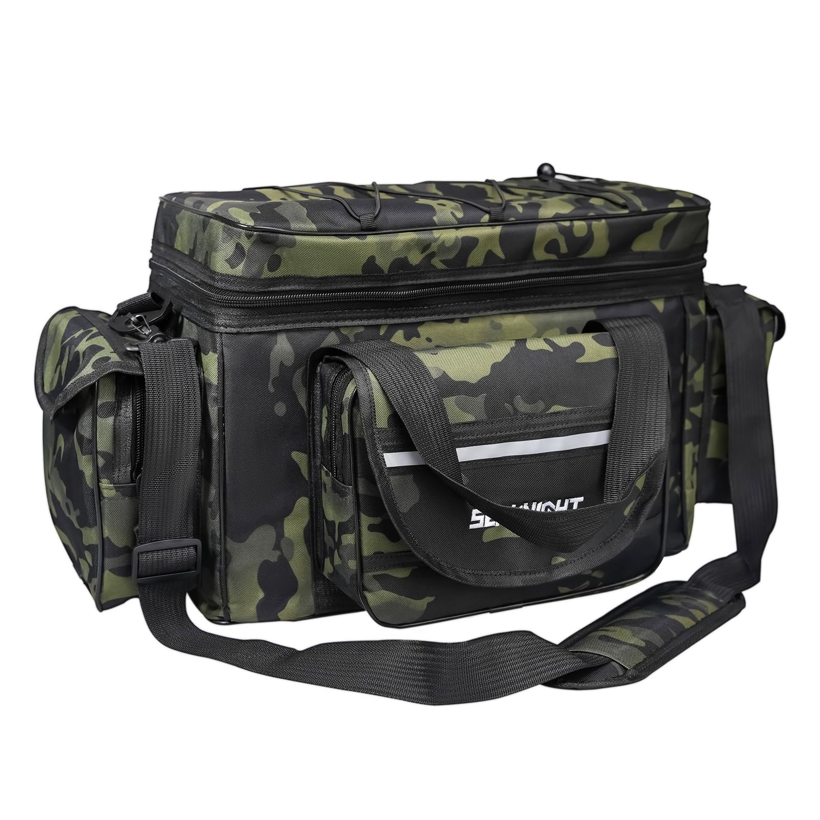 Seaknight Carp Fishing Bag SK003 Single Shoulder Sea Fishing Tackle Bags Holdall Camouflage Outdoor Carryall Bag Hiking Travel Pack 50CM*28CM*27CM (Camou Green)