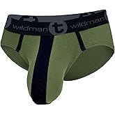 Wildmant Big Boy Pouch Cotton Brief with Stripe Army
