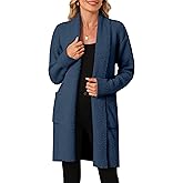 OUKODS Women's Long Sleeve Soft Chunky Knit Sweater Open Front Cardigans Fuzzy Outwear Coat with Pocket