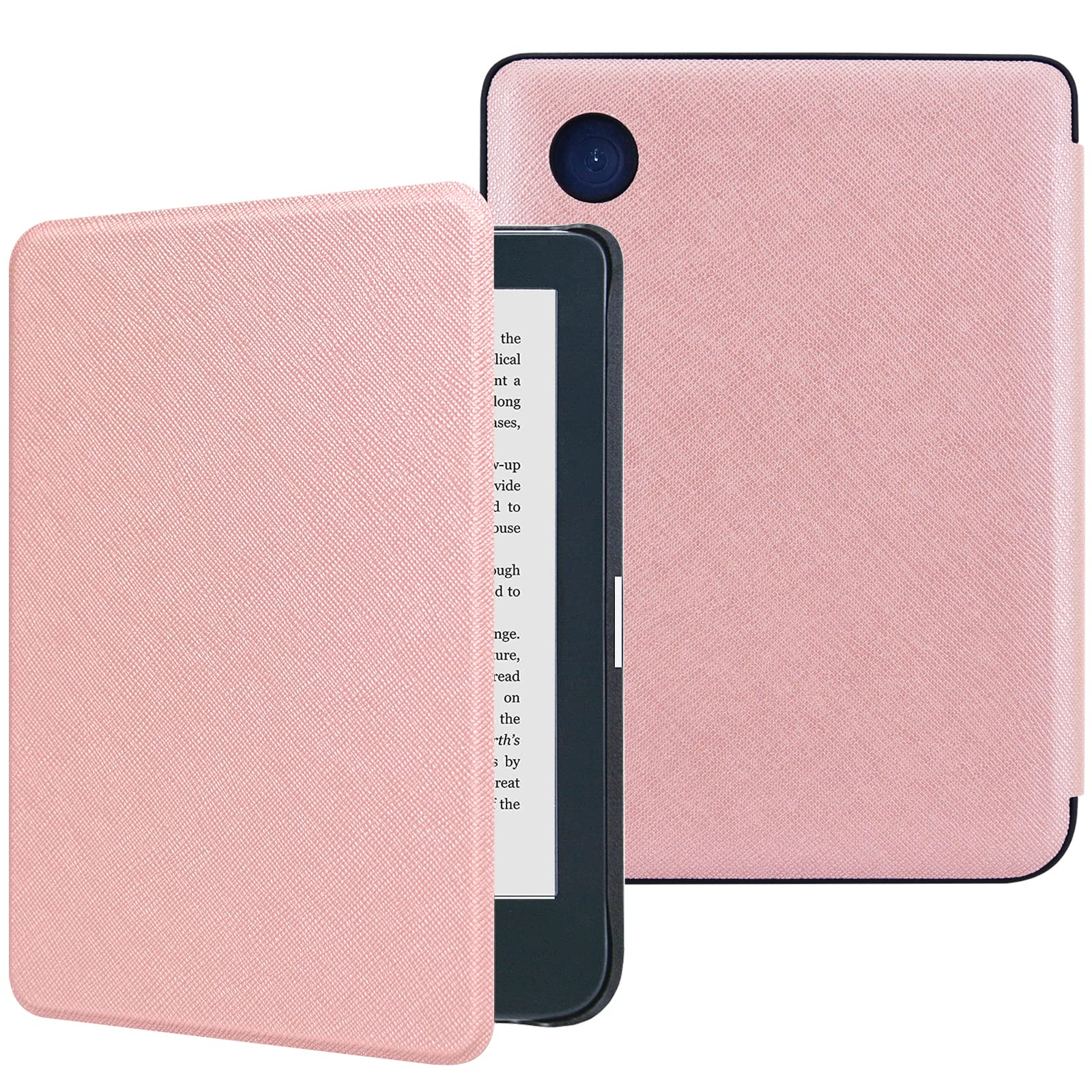 DMLuna Case for Kobo Clara Colour/Clara BW/Clara 2E 6"eReader, Ultra Slim Lightweight Folio Premium PU Leather Protective Cover with Auto Sleep/Wake Function, Rose Gold — image 1