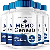 Memo Genesis Capsule, Official Memo Genesis Reviews, Brain & Memory Supplement Pills, Advanced Formula Nootropic Pills Brain Health Support & Cognitive Health, MemoGenesis Capsules (5 Pack)