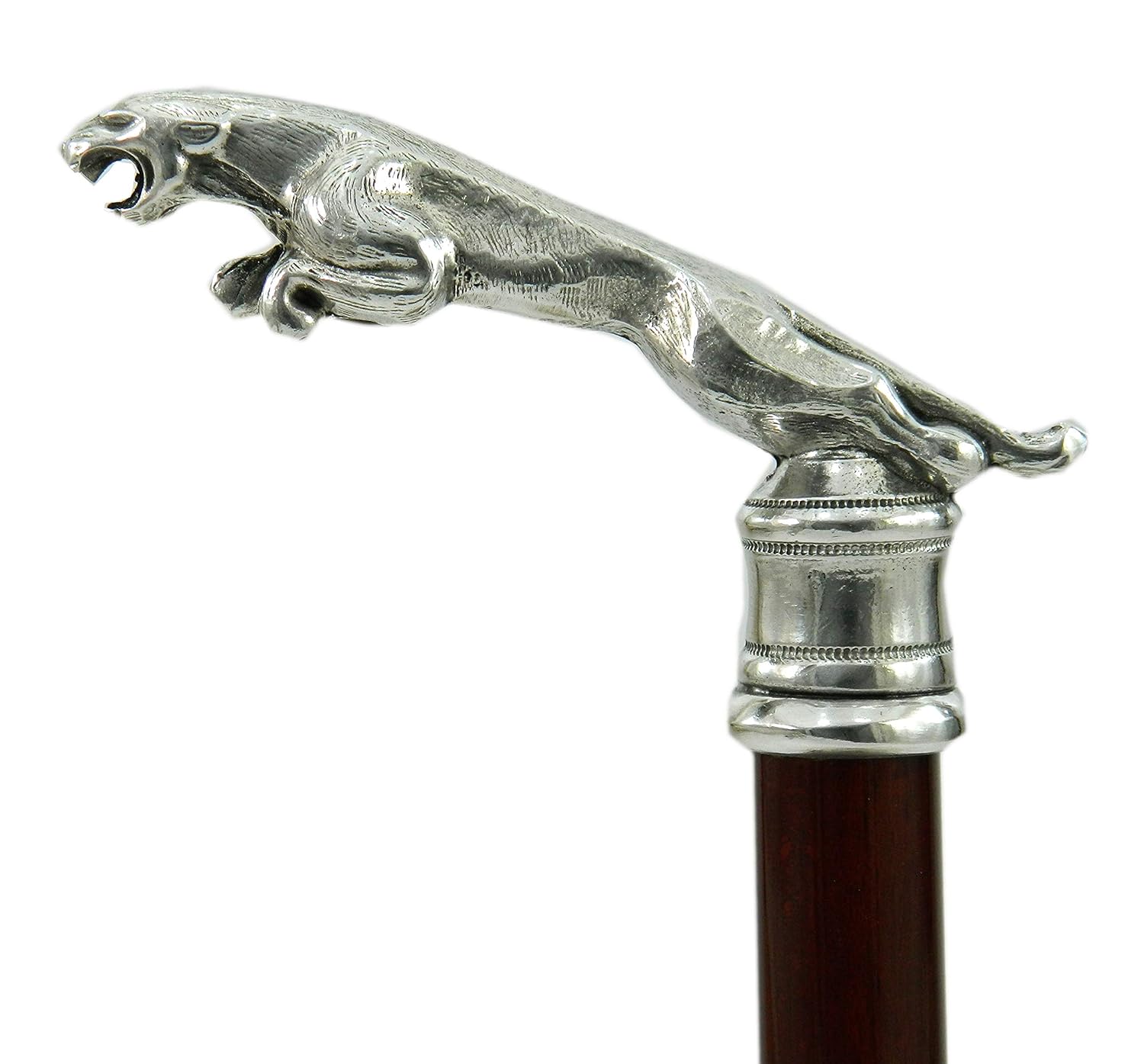 facilitando bastón Cavagnini jaguar bastón elegante artesanal madera estaño jaguar Cavagnini