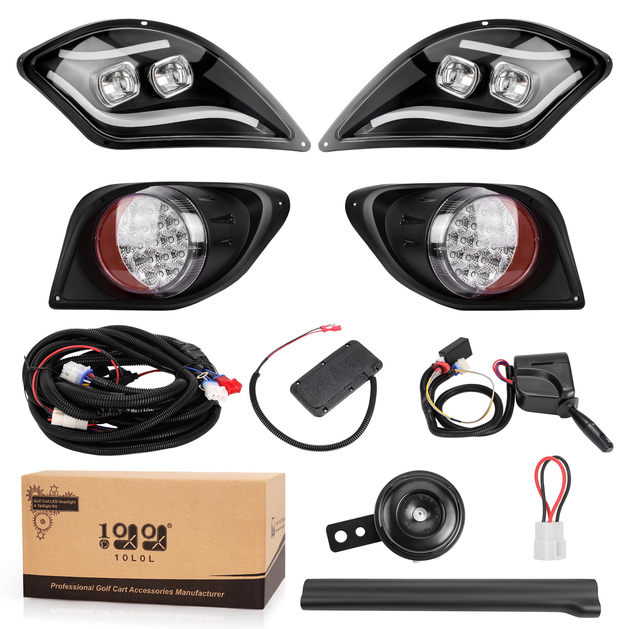 Photo 1 of 10L0L Deluxe Headlight Tail Light Kit for Yamaha Drive 2 Golf Cart, with Daytime Running Lamp High Low Beam Headlight Turn Signal Taillight Brake Hazard Flasher