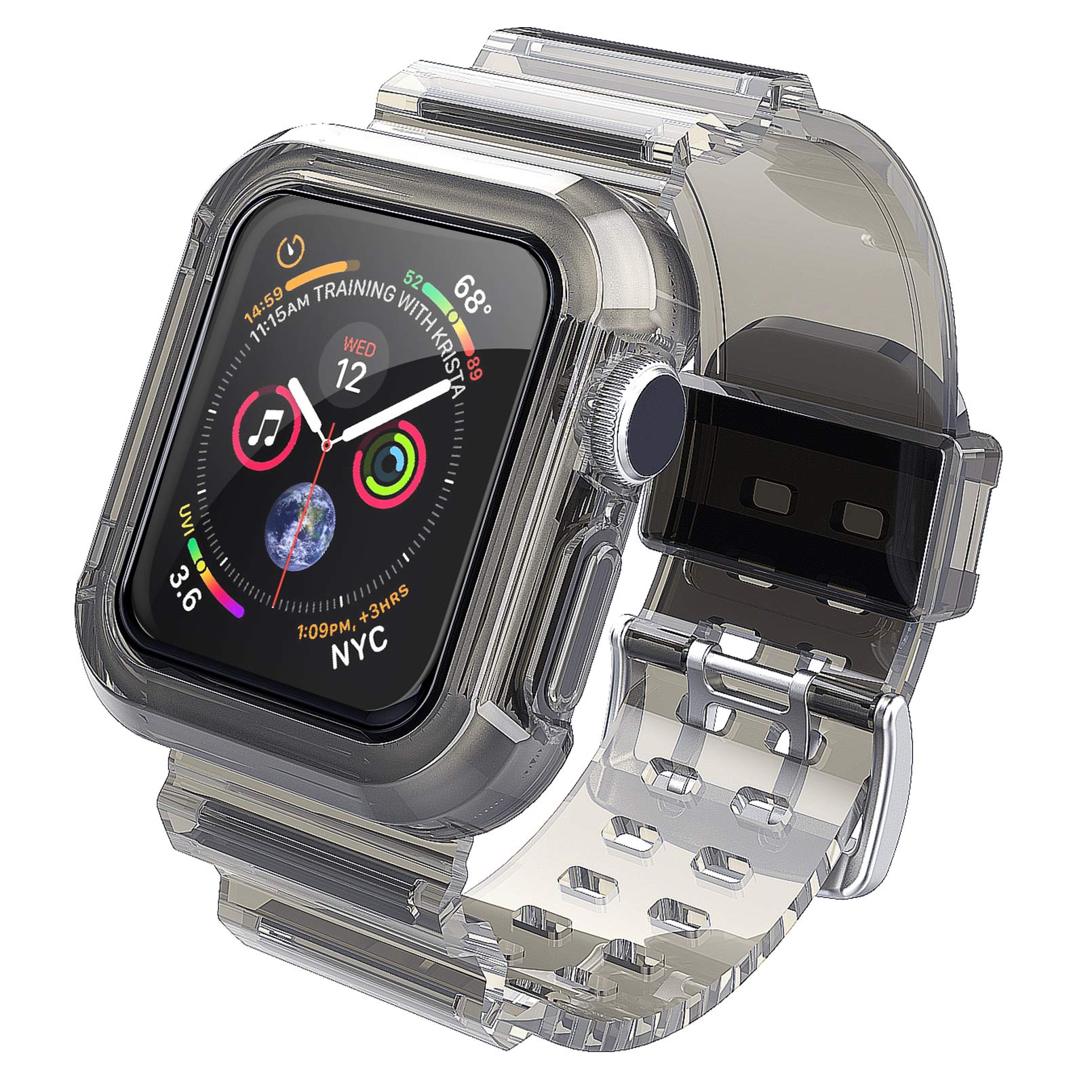 Owkeyapple Watch Band 44mm 42mm With Rugged Bumper Case Crystal