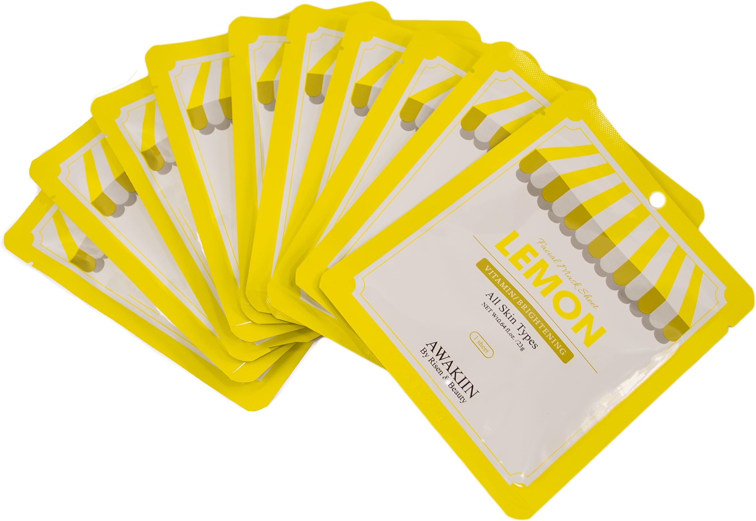 Vitamin Rich Lemon Brightening Facial Sheet Mask 10 Pack Korean Skin Care