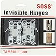 SOSS - 204CUS26D Mortise Mount Invisible Hinges with 4 Holes, Zinc, Satin Chrome Finish, 2-3/8" Leaf Height, 1/2" Leaf Width, 23/32" Leaf Thickness, #7 x 1-1/4" Screw Size (1 Pair)