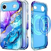 Casetego for iPhone Air Case/17 Air Case,Compatible with MagSafe,[Military Grade Drop Test] Full Body Protection Slim Shockproof Rugged Marble Women Girls Case for iPhone 17 Air 6.5 inch,Azure Blue