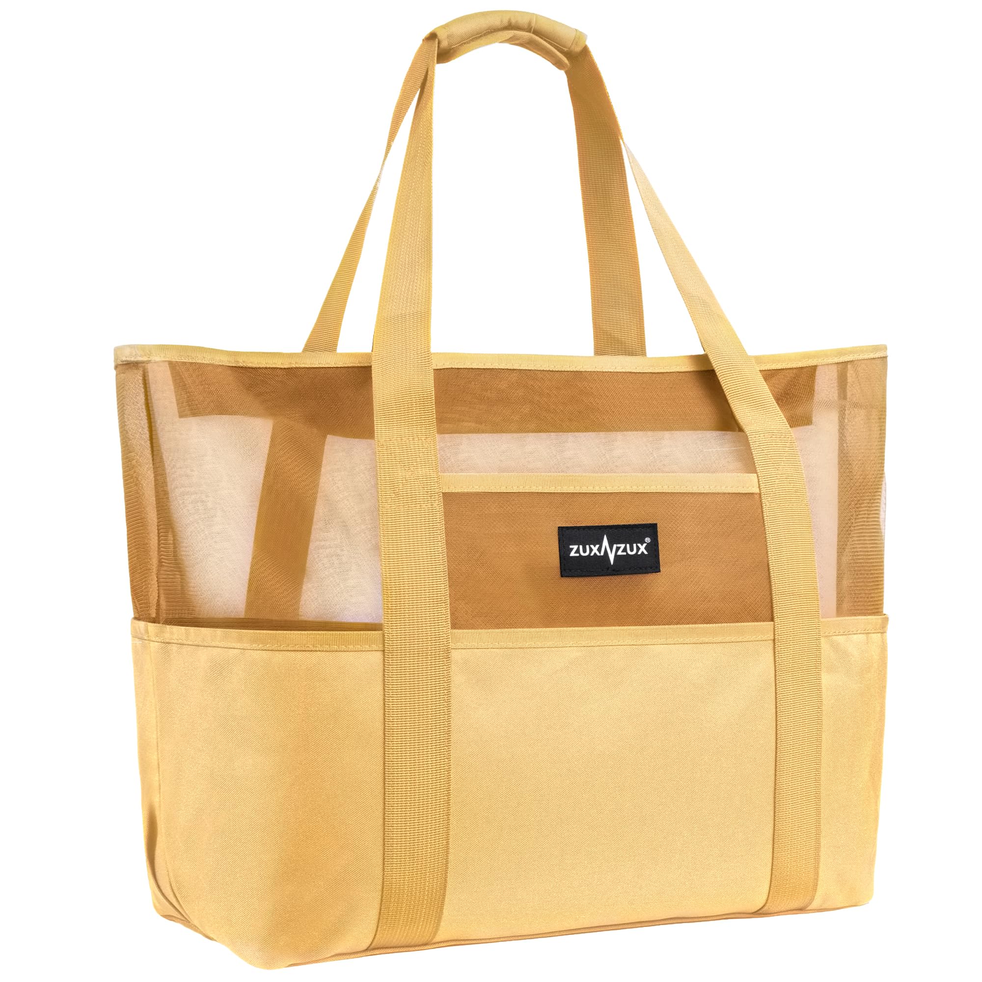 ZUXNZUX Mesh Beach Bag - Large Waterproof Beach Tote Bag with Zipper, Oversized Foldable Lightweight Family Swim Bag Vacation Image