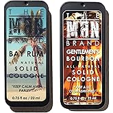 The Man Brand Solid Cologne Sample Set with Bay Rum Solid Cologne and Gentlemen's Bourbon Wax Fragrance (2 Pack - 0.75 oz each)