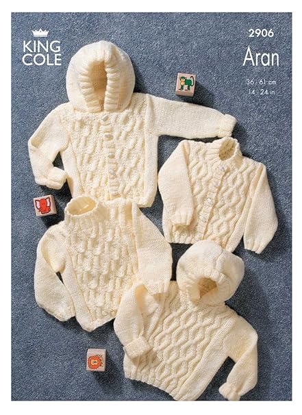 King Cole Baby Sweaters Jackets Aran Knitting Pattern 2906 By King Cole King Cole Baby Sweaters Jackets Aran Knitting Pattern 2906 By King Cole