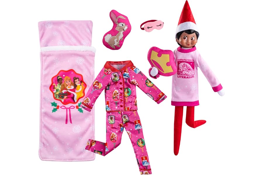 The Elf on the Shelf Disney Princess Royal Slumber Party Set & Props | 2-elf pajama sets, sleeping bag, royal props, ages 3+, Scout Elf not included