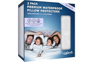 ULTRABLOCK UltraPlush Premium 2 Pack Waterproof Pillow Protector - Zippered Pillow Case - Super Soft and Quiet (Queen 20 inches x 30 inches)