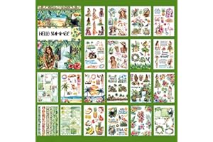 20 Pages Island Style A5 Sticker Book – 195PCS Unique Precut Stickers for DIY Junk Journals Travel Scrapbook Decor Supplies (