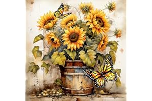 Diamond Painting Kits for Adults, Sunflower Diamond Art Kits for Beginners, DIY 5D Full Drill Round Diamond Painting Gem Art 