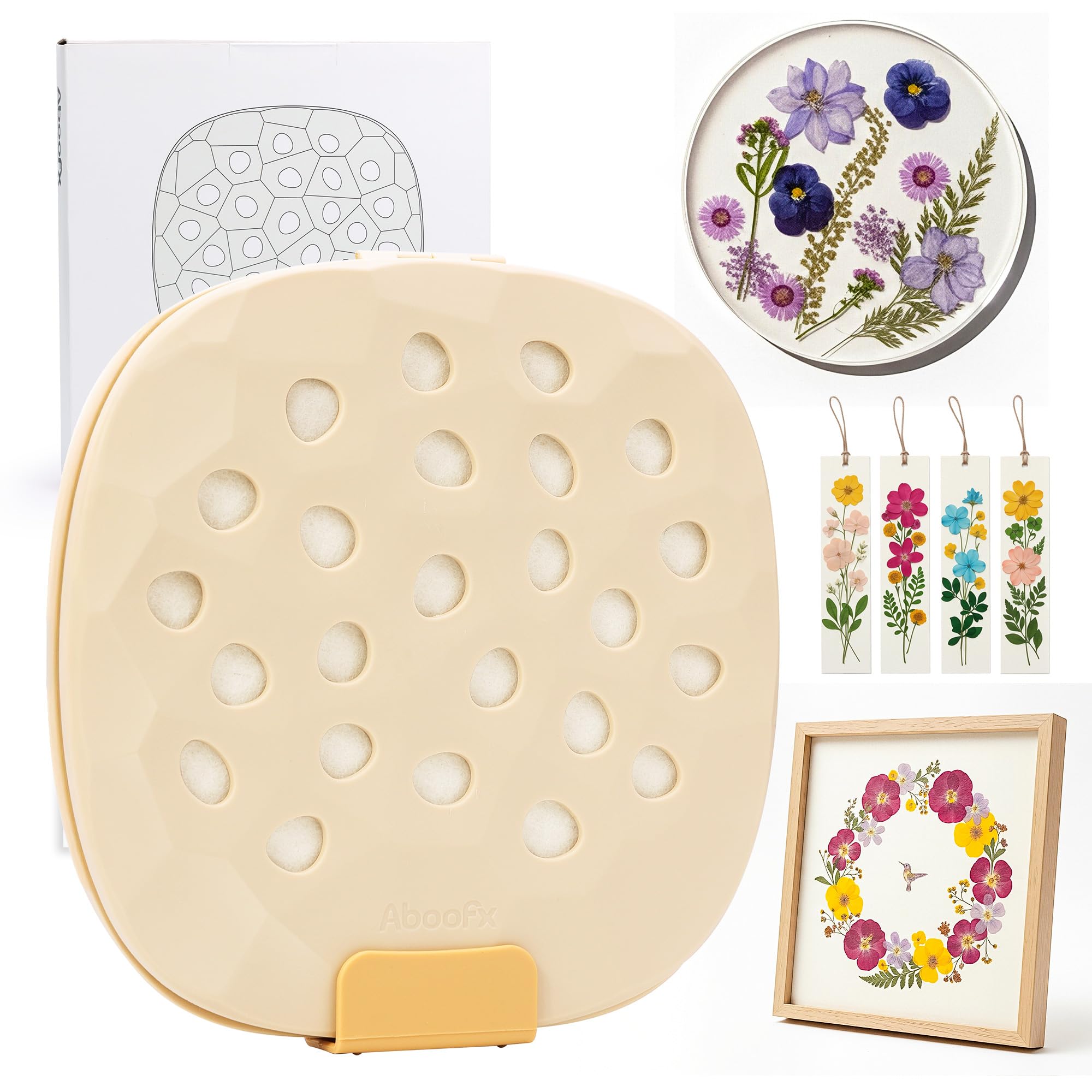 Aboofx Large Microwave Flower Press Kit, 9 x 9 inch(23x23cm) Quick Drying Flowers Pressing Kit, Flower Press for Adults, Pressed Flowers Plant Wedding Bouquet Preservation for DIY Arts Crafts Lovers