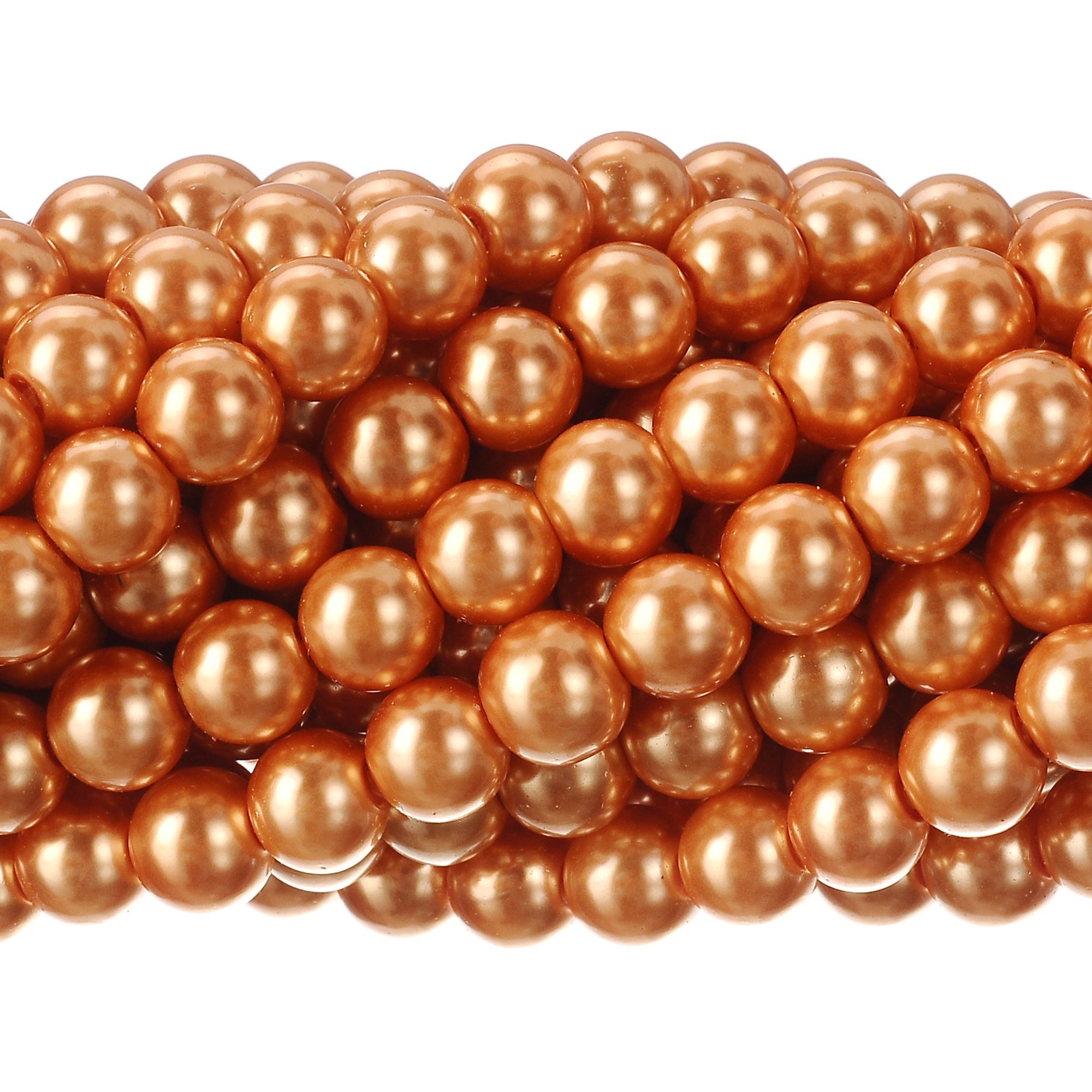 RUBYCA 200Pcs Czech Tiny Satin Luster Glass Pearl Round Beads Beading Jewelry Making 12mm Orange
