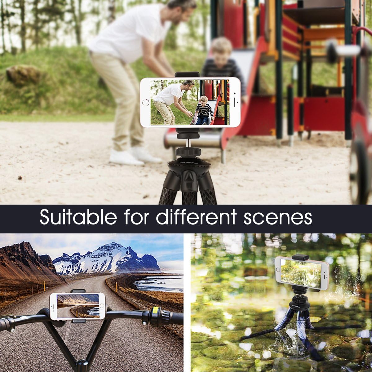 Camera/Phone Tripod, Patekfly 12 Inch Flexible Camera Tripod for Canon/Nikon/Sony DSLR Cam/Action Cam, Phone Tripod Stand with Cell Phone Holder Clip for iPhone/Android Phone(3 in 1) : Camera & Photo