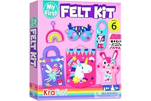 KRAFUN My First Beginner Felt Kit Unicorn Girl Animal Craft for Kids, Toddlers, Boys, Girls Age 3-6 Years Old, Include 6 DIY Handmade Arts and Crafts Projects, Activities Preschool Creative Toys