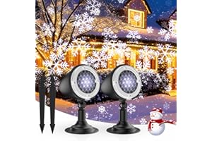 ANGORADO Christmas Projector Lights Outdoor, 2PCS Highlight Led Snowflake Lights Projector, Waterproof Outdoor Christmas Decorations Lighting for Indoor Xmas Holiday Party Wedding Garden Patio