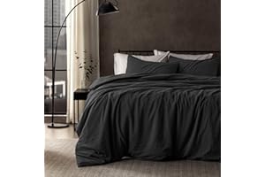 SLEEP ZONE Duvet Cover King Size, Stone Washed, Soft and Comfortable with Natural Wrinkles, Easy Care, Gift-Wrapped, Safe and Skin-Friendly(Washed Black, King)