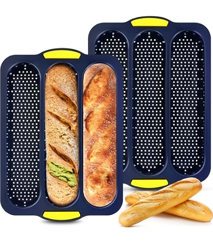RELAND SUN Bread Baking Mold - Round Baguette Hamburger Bun Silicone Mould, Non-Stick, Glass Fiber Reinforced