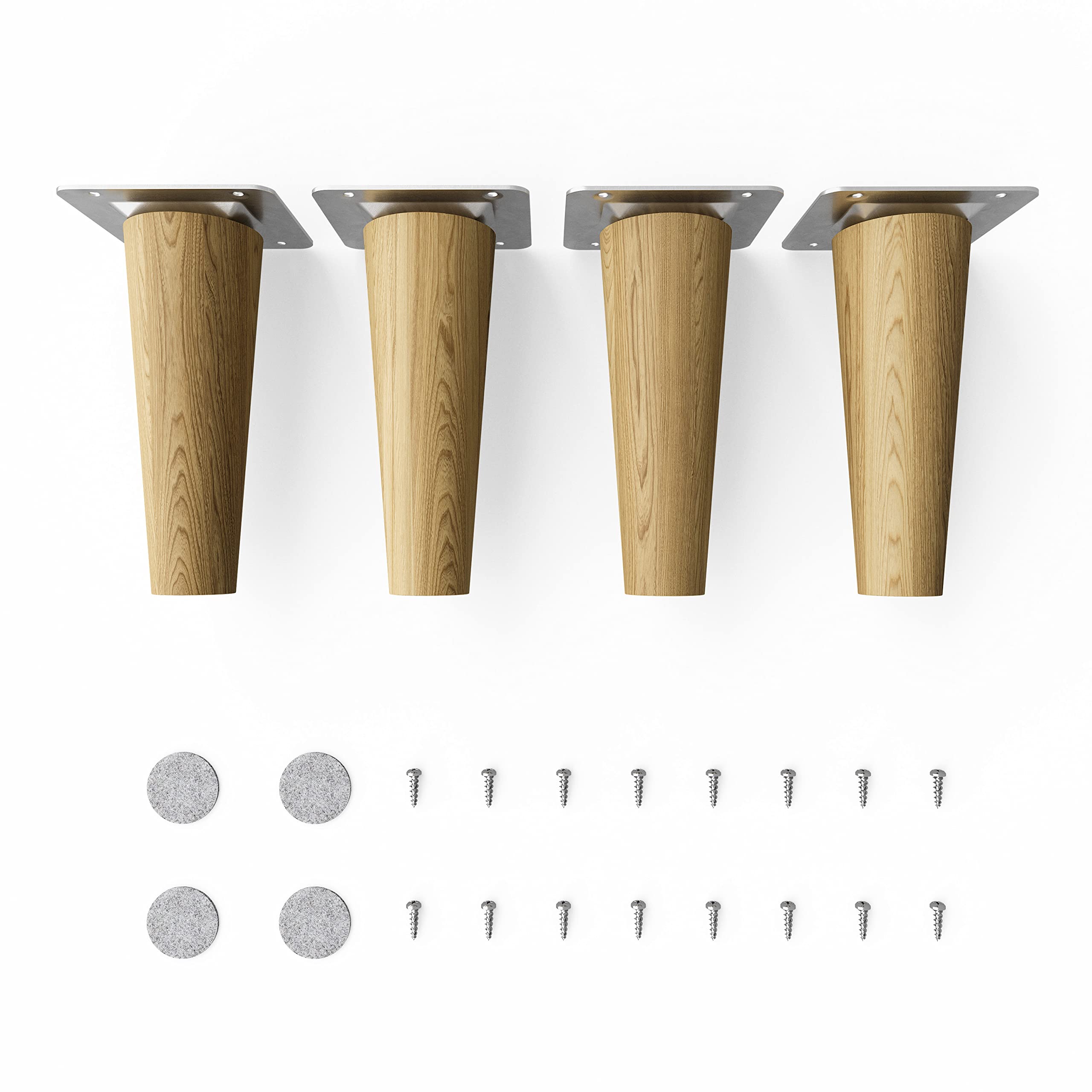 Sossai® Wooden furniture feet - Clif Round | oil finish | height: 12 cm | HMF1 | round conical (straight design) | material: solid wood (oak) | for chairs, tables, cupboards